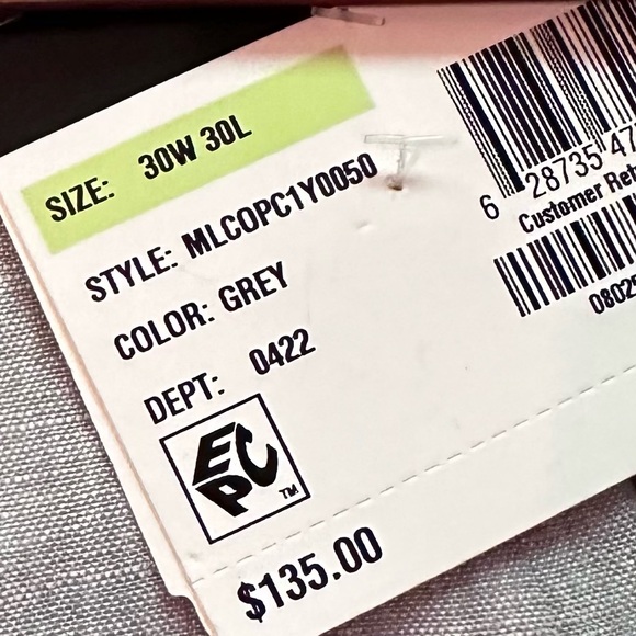 Bar III Slim Fit Gray Linen Trousers Size Width 30” x Length 30” NWT - Picture 6 of 9